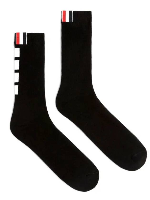 Athletic Terry Stitch 4 Bar Crew Socks Black - THOM BROWNE - BALAAN.