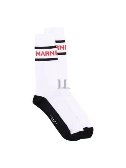 Logo Jacquard Stripe Socks White - MARNI - BALAAN 2