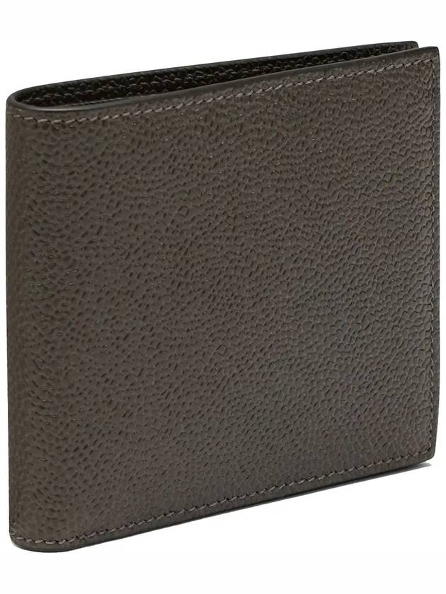 Pebble Grain Leather Half Wallet Dark Brown - THOM BROWNE - BALAAN 4