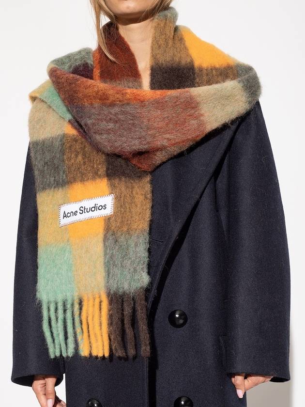 Check Mohair Muffler Chestnut Brown Yellow Green - ACNE STUDIOS - BALAAN 2