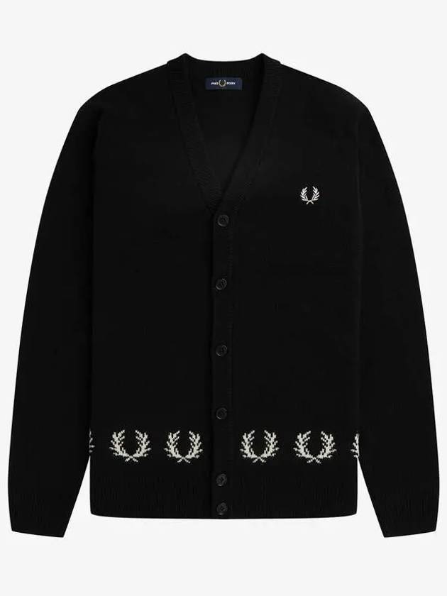 Sharp Laurel Wrist Trim Cardigan 102 AFPM2336534 Black - FRED PERRY - BALAAN 1