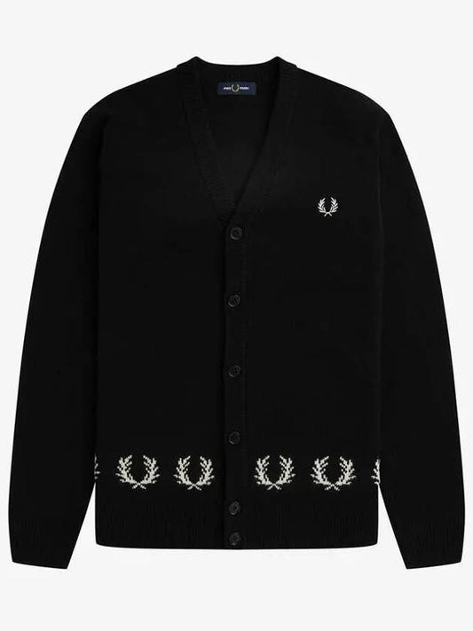 Sharp Laurel Wrist Trim Cardigan 102 AFPM2336534 Black - FRED PERRY - BALAAN 1