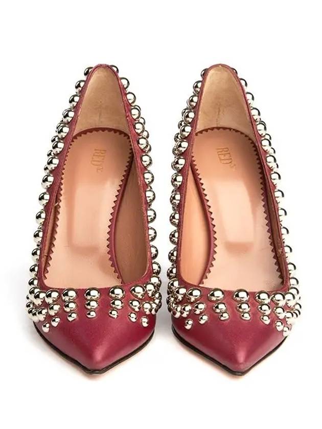 red studded stiletto heel burgundy - VALENTINO - BALAAN 5