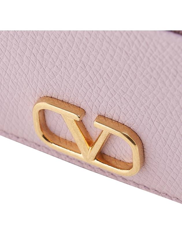 V Logo Signature Card Wallet Pink - VALENTINO - BALAAN 7