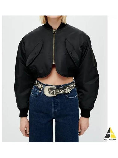 REDONE Women s Cropped Bomber Jacket Black - RE/DONE - BALAAN 1