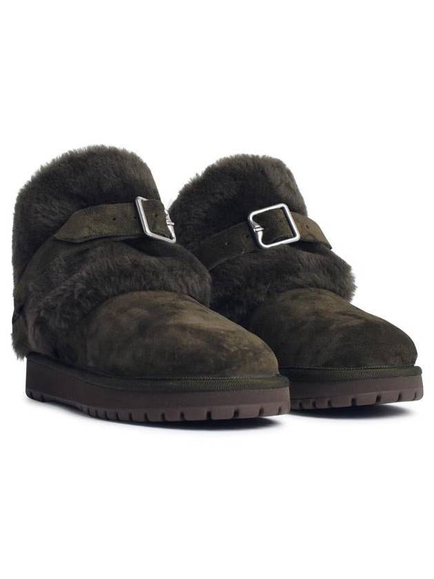 Burberry Shearling Collar Suede Chavi Middle Boots Green - BURBERRY - BALAAN 3