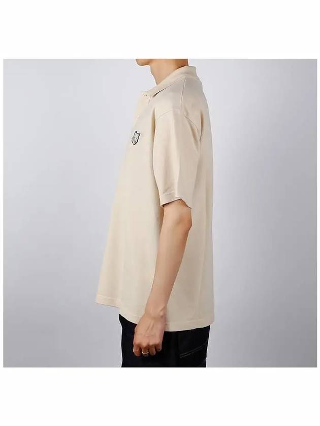 Bold Fox Head Patch Oversized Polo Shirt Beige - MAISON KITSUNE - BALAAN 4