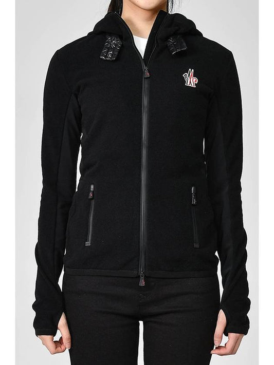 Grenoble Fleece Zip Up Hoodie Black - MONCLER - BALAAN 2