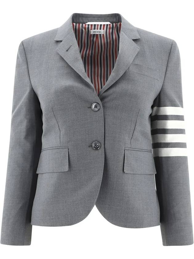 Plain Weave Suiting Classic 4 Bar Jacket Medium Grey - THOM BROWNE - BALAAN 2