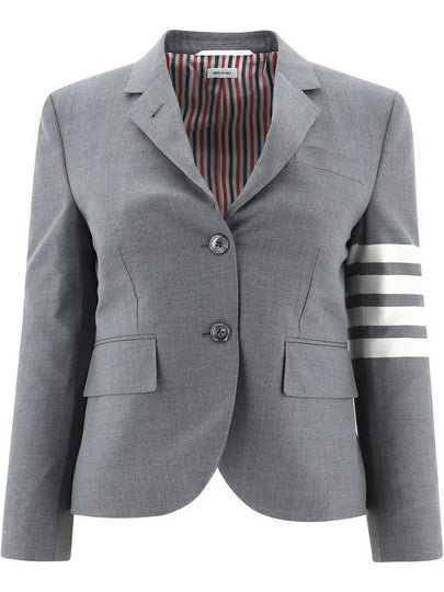 Plain Weave Suiting Classic 4 Bar Jacket Medium Grey - THOM BROWNE - BALAAN 2