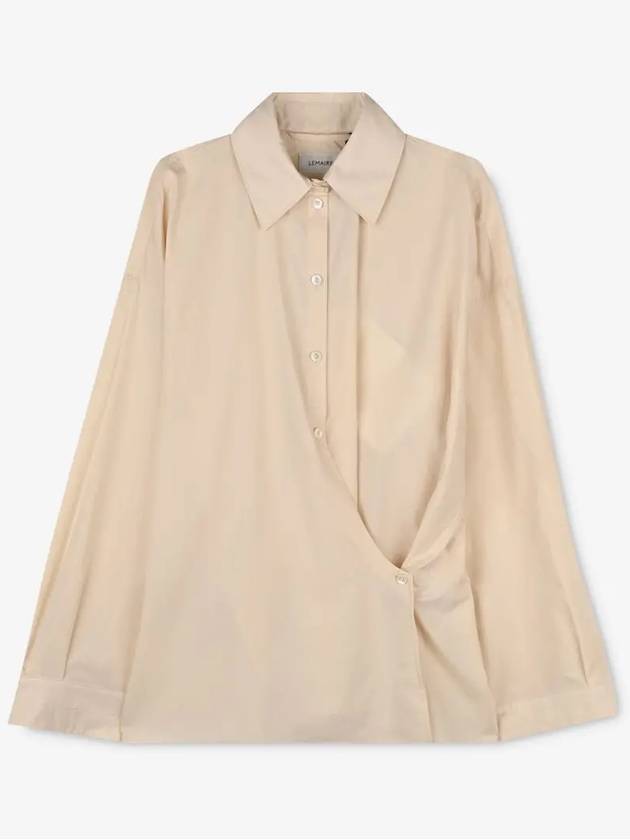 Dry Silk Straight Collar Twist Shirt Cream - LEMAIRE - BALAAN 3