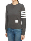 Engineered 4 Bar Stripe Loopback Jersey Knit Crewneck Sweatshirt Dark Grey - THOM BROWNE - BALAAN 3