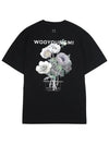 Flower Print Back Logo T-Shirt Black - WOOYOUNGMI - BALAAN 1