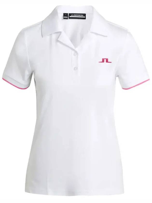 Women's Solange Short Sleeve Polo Shirt White - J.LINDEBERG - BALAAN 3