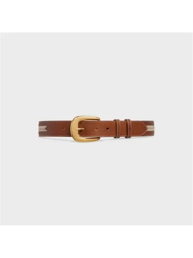 Triomphe leather belt brown - CELINE - BALAAN.