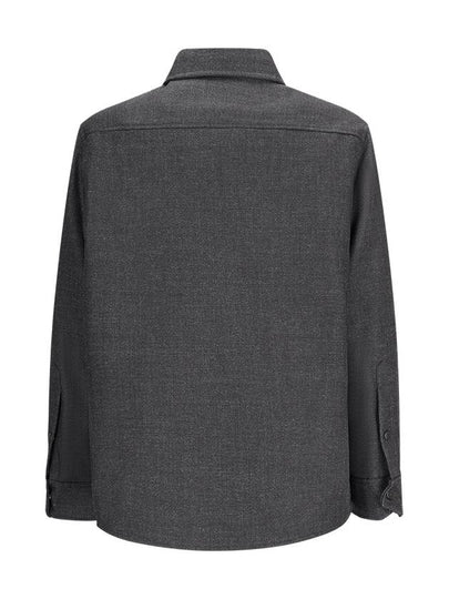 WOOL TWEED SHIRT JACKET WITH METALLIC V DETAIL - VALENTINO - BALAAN 2