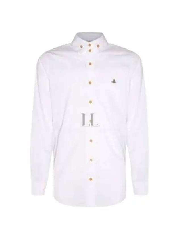 Men's Embroidered ORB Logo Long Sleeve Shirt White - VIVIENNE WESTWOOD - BALAAN 2