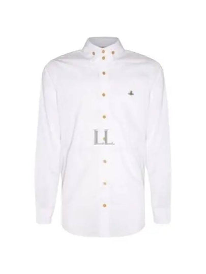 Men's Embroidered ORB Logo Long Sleeve Shirt White - VIVIENNE WESTWOOD - BALAAN 2