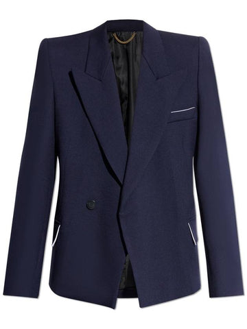 Victoria Beckham Double-breasted Blazer, Women's, Navy Blue - VICTORIA BECKHAM - BALAAN 1