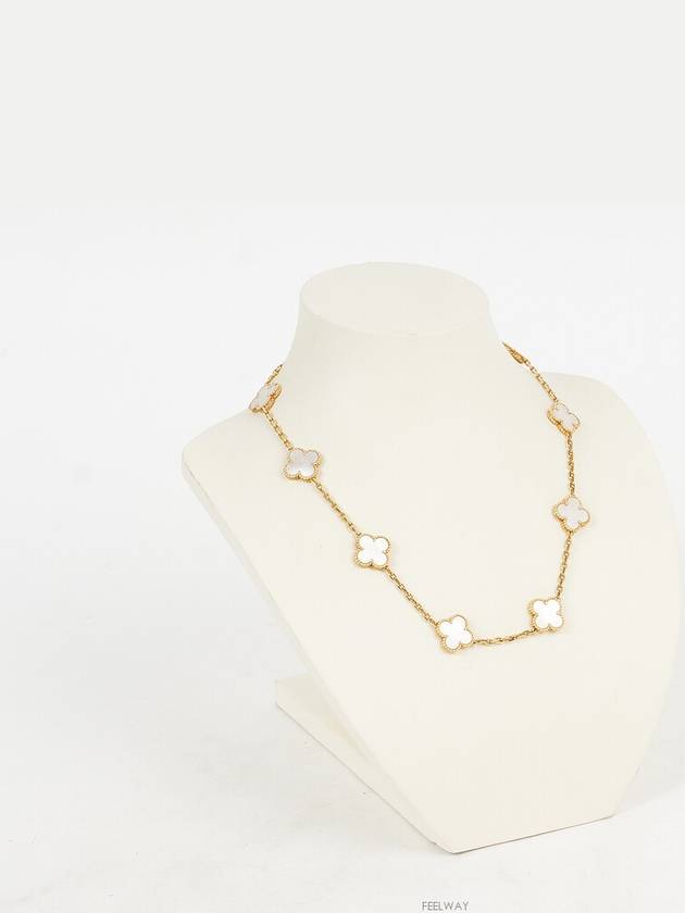 Van Cleef Arpels Vintage Alhambra Necklace 10 Motif Yellow Gold Mother of Pearl 74189 - VANCLEEFARPELS - BALAAN 3