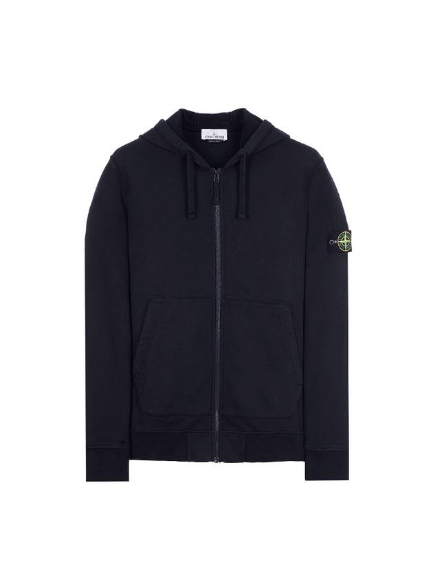 Cotton Fleece Garment Dyed Zip Up Hoodie Navy - STONE ISLAND - BALAAN 2