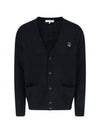 Bold Fox Head Patch Regular Lambswool Cardigan Black - MAISON KITSUNE - BALAAN 2