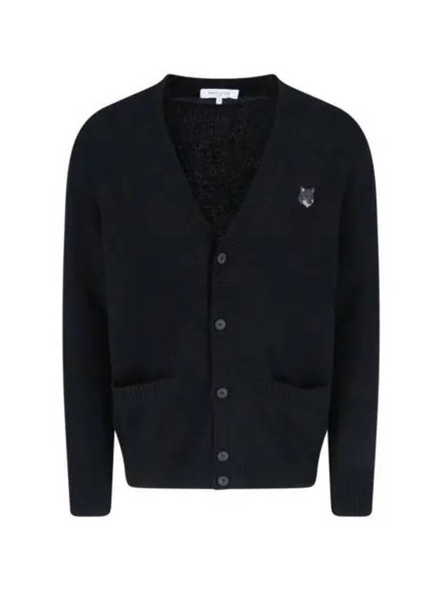 Bold Fox Head Patch Regular Lambswool Cardigan Black - MAISON KITSUNE - BALAAN 2