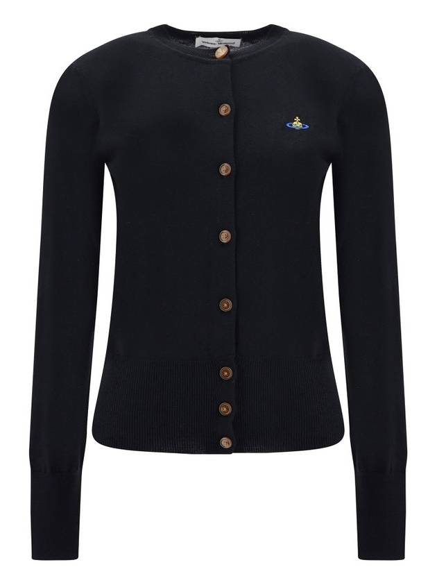 Bea Logo Wool Cardigan Black - VIVIENNE WESTWOOD - BALAAN 2