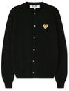 Comme des Gar ons Gold Wappen Wool Round Neck Cardigan Black - COMME DES GARCONS PLAY - BALAAN 4