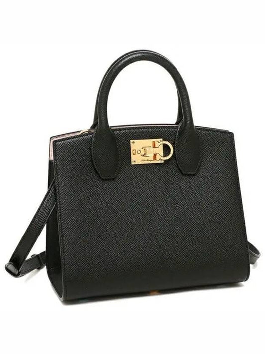 Gancini Studio Box Tote Bag Black Bonbon - SALVATORE FERRAGAMO - BALAAN 2