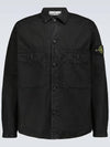 Men's Wappen Two Pocket Overfit Long Sleeve Shirt Black - STONE ISLAND - BALAAN.