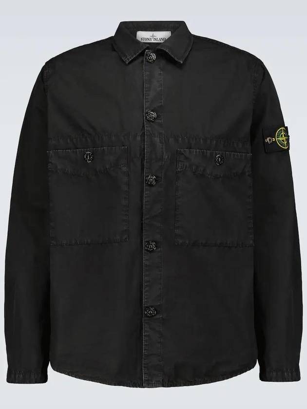 Men's Wappen Two Pocket Overfit Long Sleeve Shirt Black - STONE ISLAND - BALAAN.