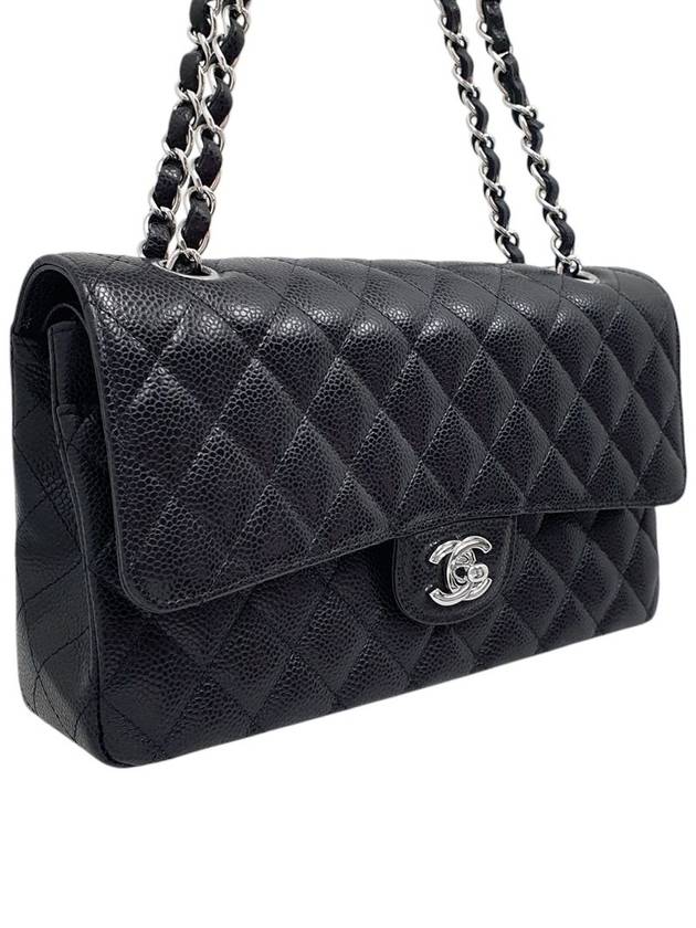 A01112 Caviar Black Classic Medium Silver Chain Shoulder Bag - CHANEL - BALAAN 2