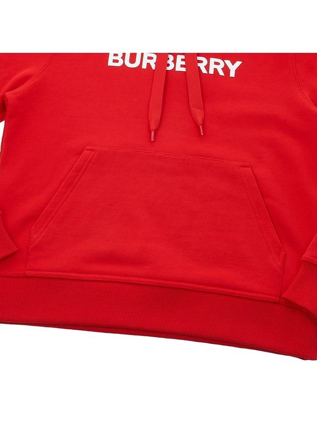 Women's Logo Print Cotton Hooded Top Red - BURBERRY - BALAAN.