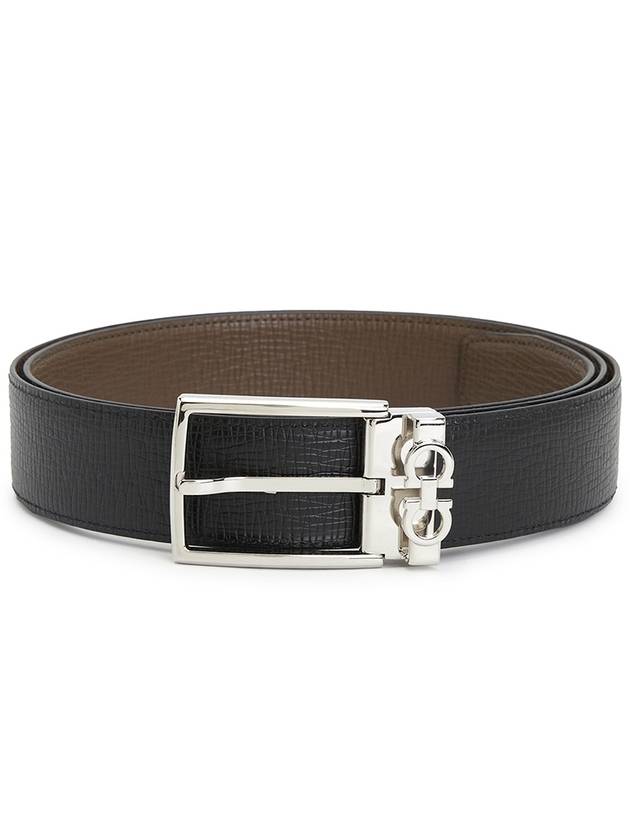 Gancini Reversible Adjustable Leather Belt Brown - SALVATORE FERRAGAMO - BALAAN 3