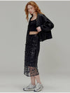Butterfly Sequin Wrap A-Line Skirt Set Black - OPENING SUNSHINE - BALAAN 4