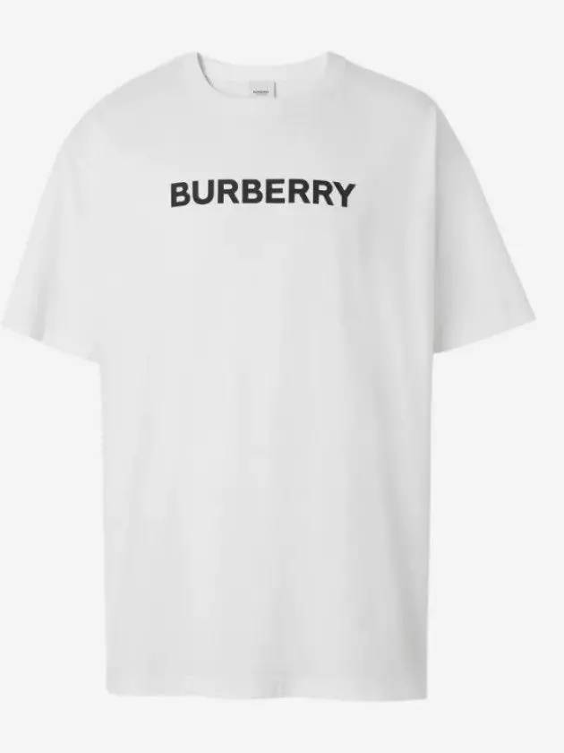 logo print cotton short sleeve t-shirt white - BURBERRY - BALAAN 3