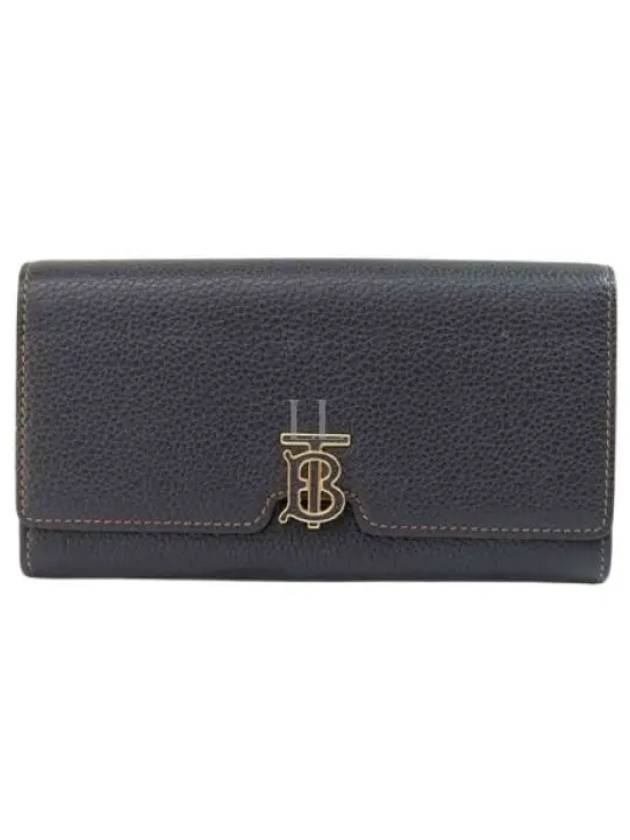 TB Logo Grainy Leather Continental Long Wallet Black - BURBERRY - BALAAN 2