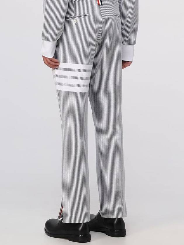 Seersucker Loopback 4 Button Vent Straight Pants Light Grey - THOM BROWNE - BALAAN 4