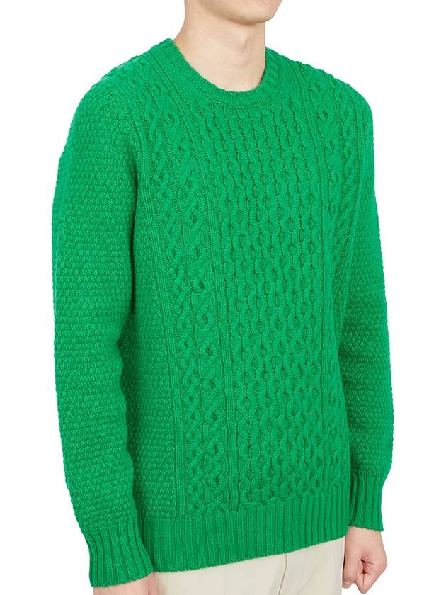 Crew Neck Lambswool Knit Top Green - DRUMOHR - BALAAN 4