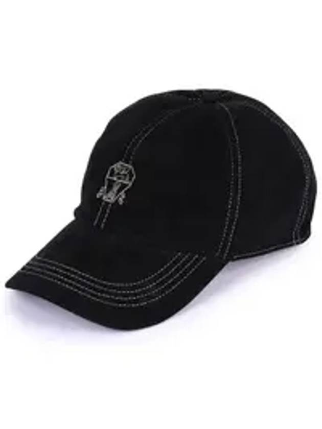 Embroidered Logo Suede Ball Cap Black - BRUNELLO CUCINELLI - BALAAN 1