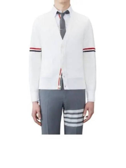 Milano Stitch Sprite Armband Cotton V-neck Cardigan White - THOM BROWNE - BALAAN 2