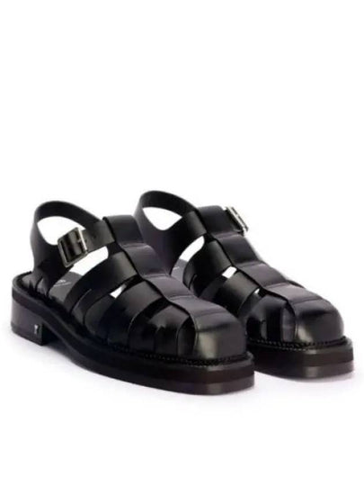 Caged Leather Sandals Black - AMI - BALAAN 2