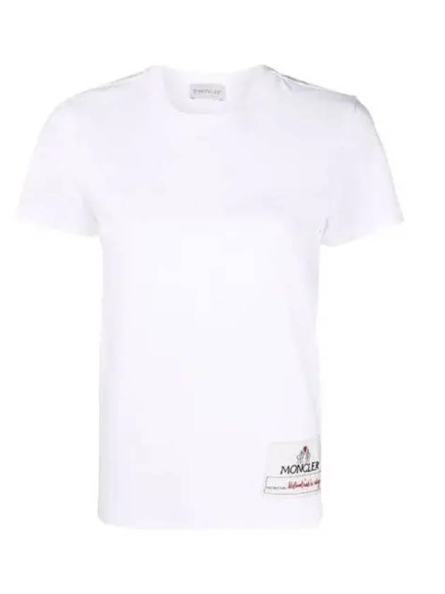 Women's Love Logo Patch Short Sleeve T-Shirt White - MONCLER - BALAAN.