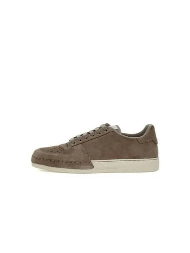 Men s Debossed Eagle Heel Tab Suede Sneakers Taupe - EMPORIO ARMANI - BALAAN 1