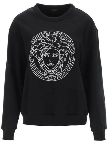 Glitter Medusa Logo Crew Neck Sweatshirt Black - VERSACE - BALAAN 1