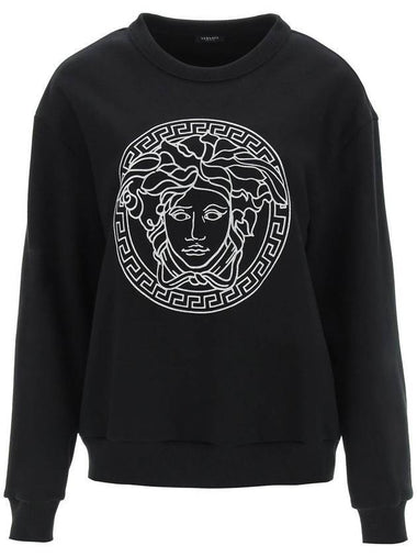 Glitter Medusa Logo Crew Neck Sweatshirt Black - VERSACE - BALAAN 1