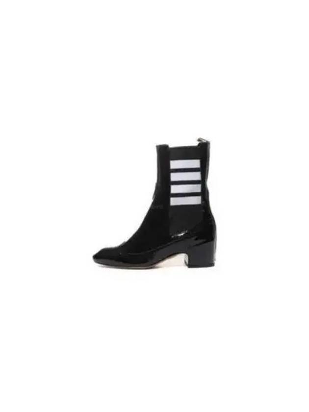 Soft Patent Leather Mid 4 Bar Stripe Chelsea Boots Black - THOM BROWNE - BALAAN 2