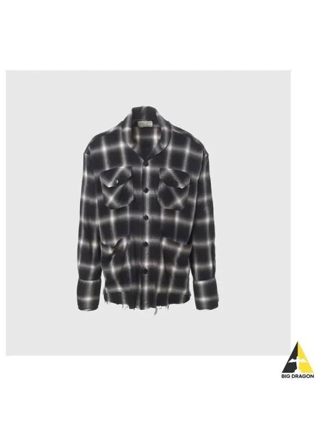 Greg Lauren Plaid Shirt Black GM138 BKWT - GREG LAUREN - BALAAN 1