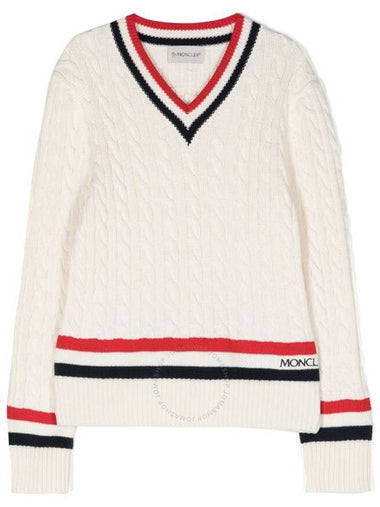 Moncler Boys V Neck Cable Knit Jumper Size 12 - MONCLER - BALAAN 1